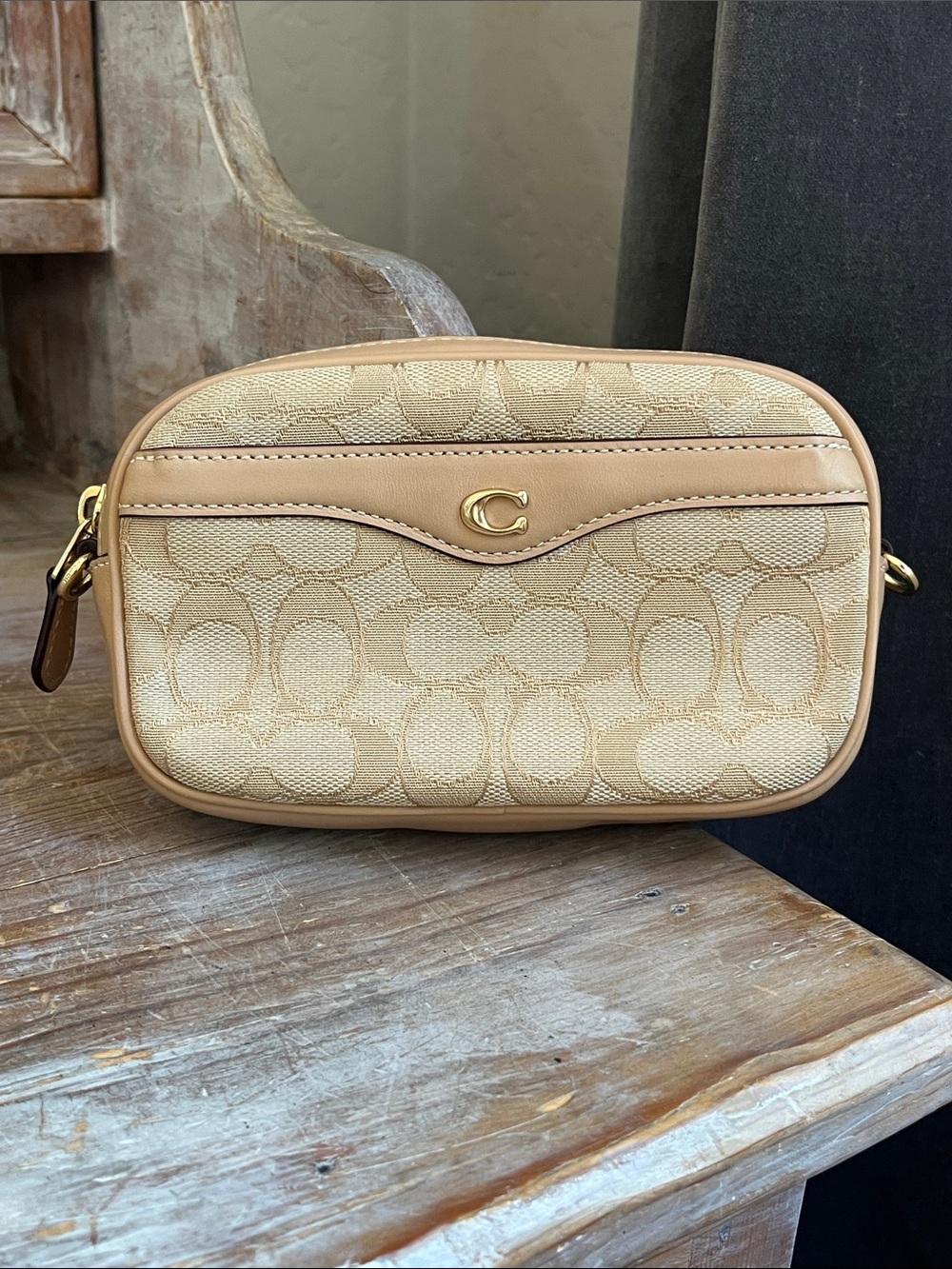 ⭐️ Coach Ivie Convertible Belt Bag Signature C Jacquard Monogram Leather